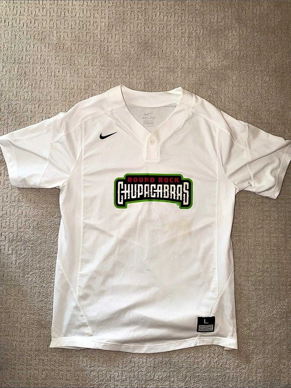 Nike Round Rock Chupacabras Copa de la Diversión Jersey White & Green Men's Size